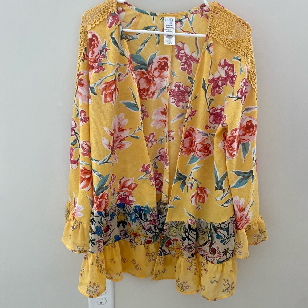 Time and True Yellow Floral Kimono